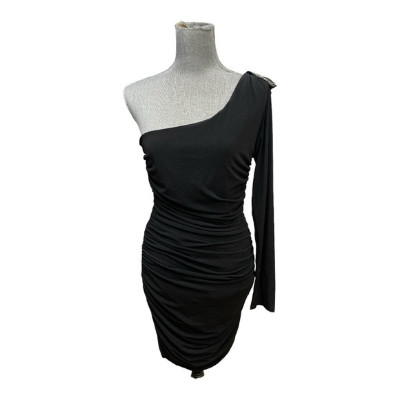 City Triangles One Shoulder Body Con Little Black Dress Size Large - Picture 1 of 12